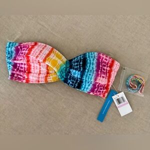 NWT Bleu by Rod Beattie Multi Good Vibrations Bandeau Bikini Top suze6